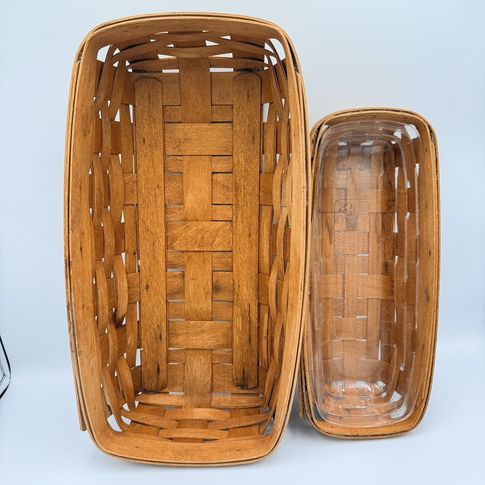 VTG Longaberger Basket Lot 2 Bread Loaf Woven Wood Farmhouse Cottage Decor